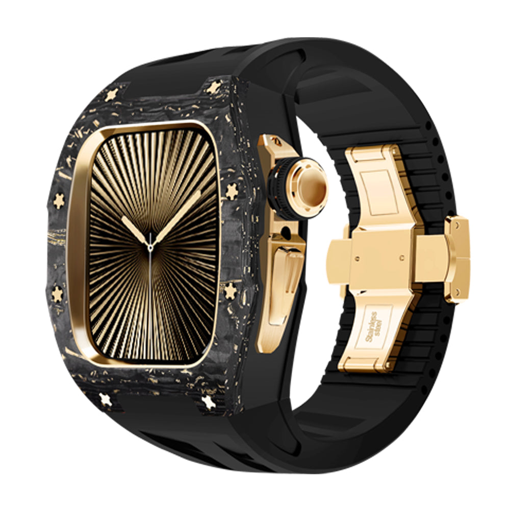 Carbon Fiber Gold Case For Apple Watch S11/10 (46mm)