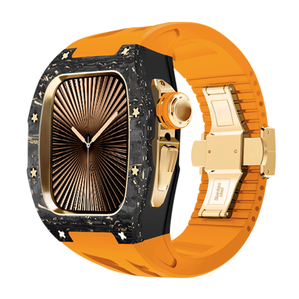 Carbon Fiber Gold Case For Apple Watch S11/10 (46mm)