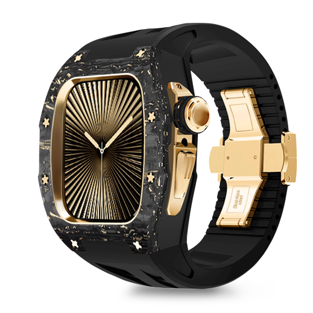 Carbon Fiber Gold Case For Apple Watch S11/10 (46mm)