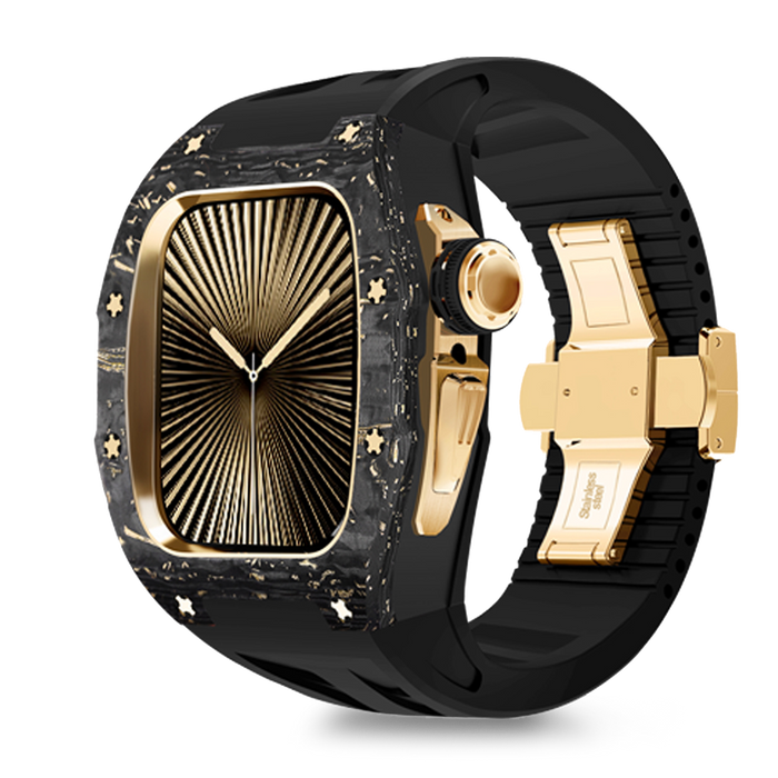 Carbon Fiber Gold Case For Apple Watch S11/10 (46mm)