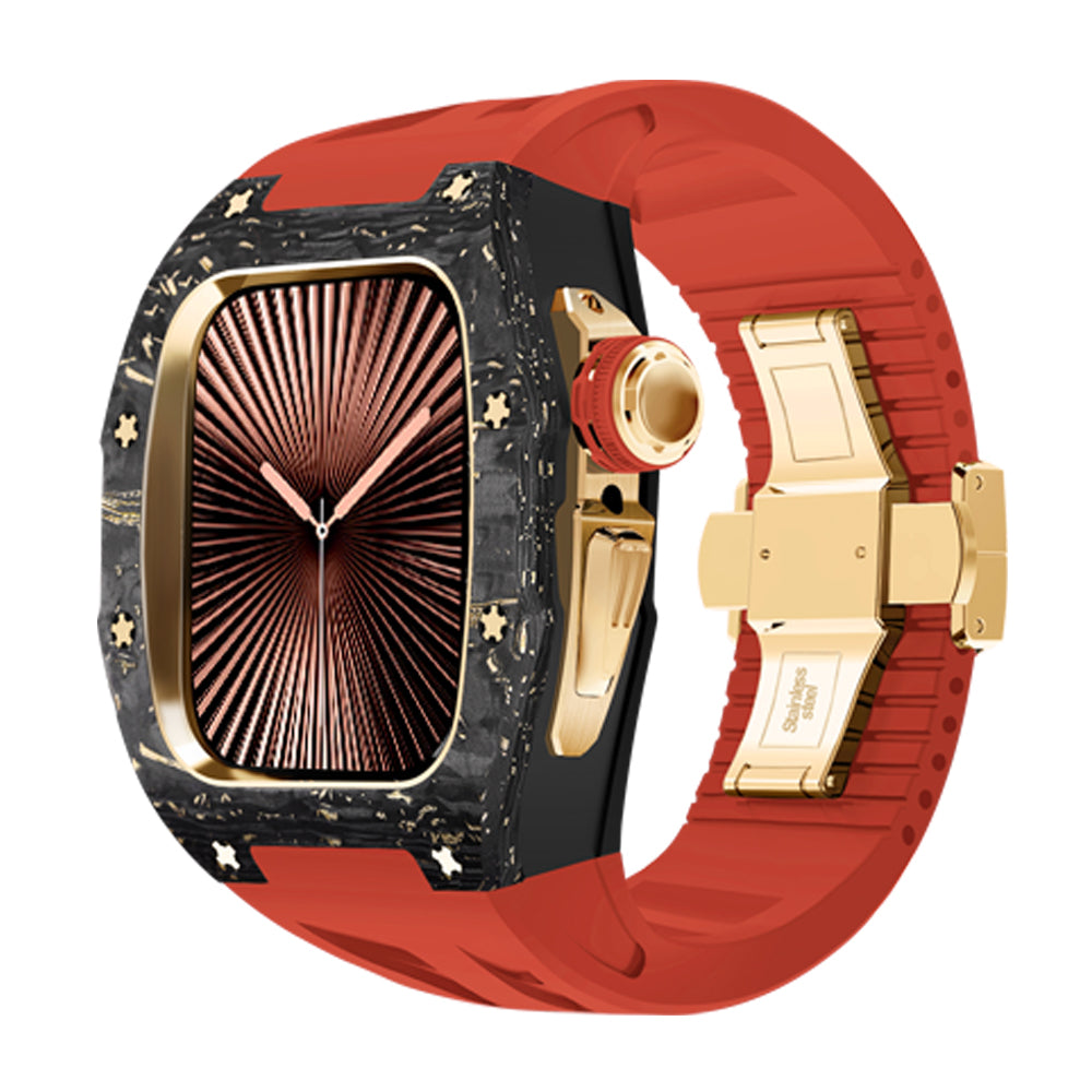 Carbon Fiber Gold Case For Apple Watch S11/10 (46mm)